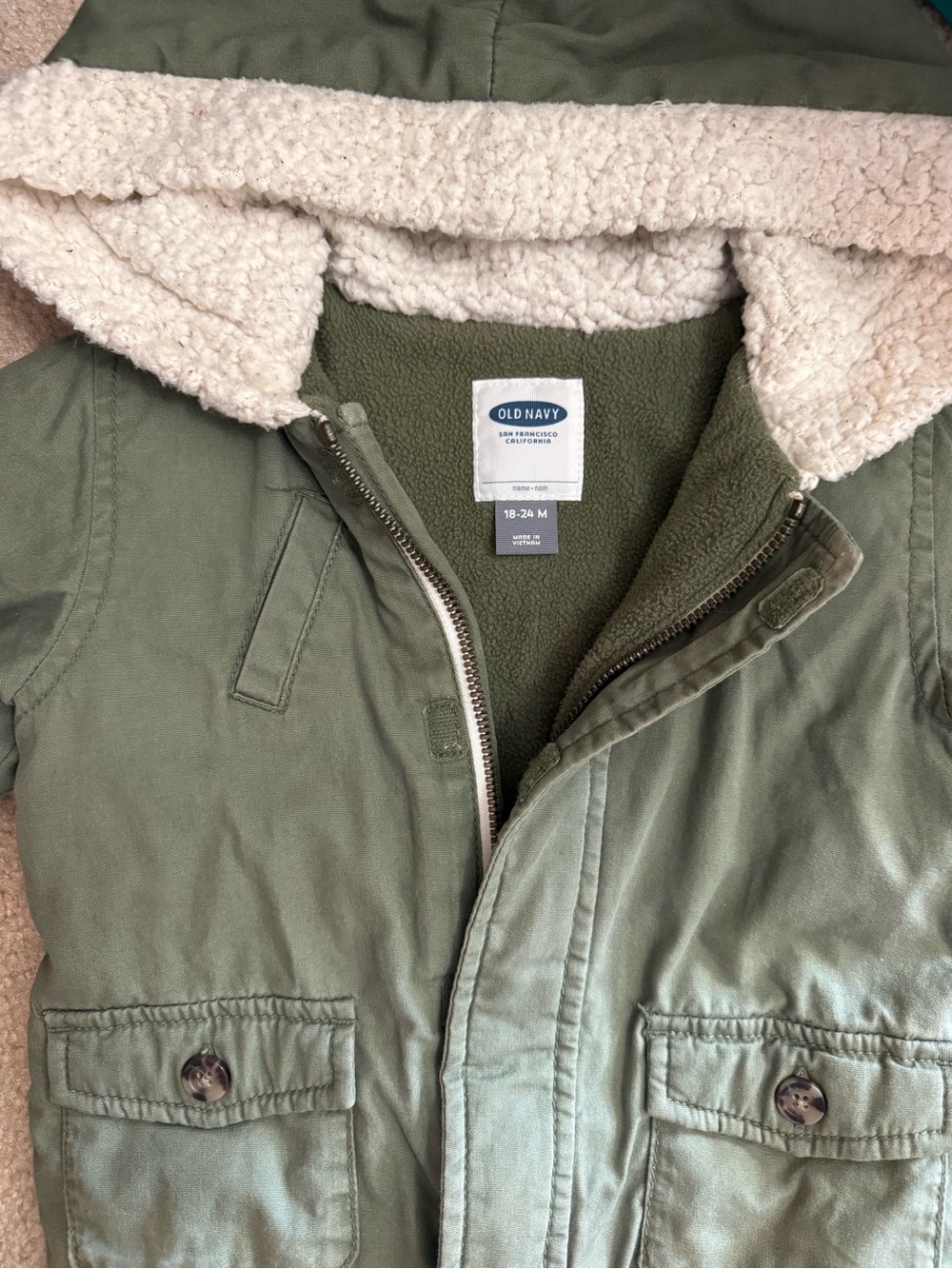 Old Navy Toddler Olive Green Jacket | 18-24 months
